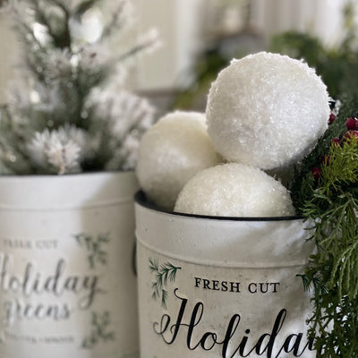 Set/5 Textured Snowball Ornaments