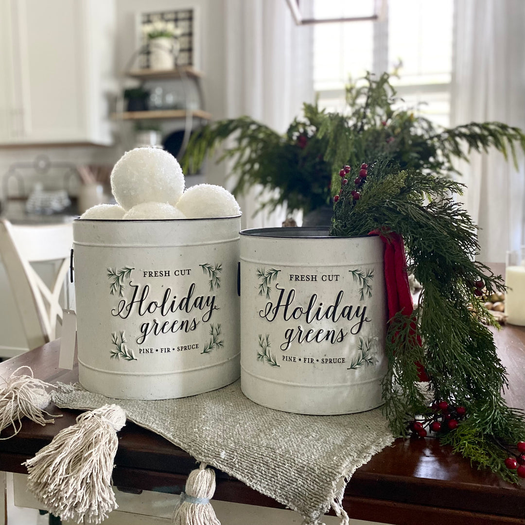 Set/2 Holiday Greens Pails