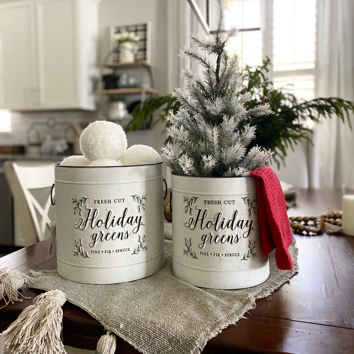 Set/2 Holiday Greens Pails