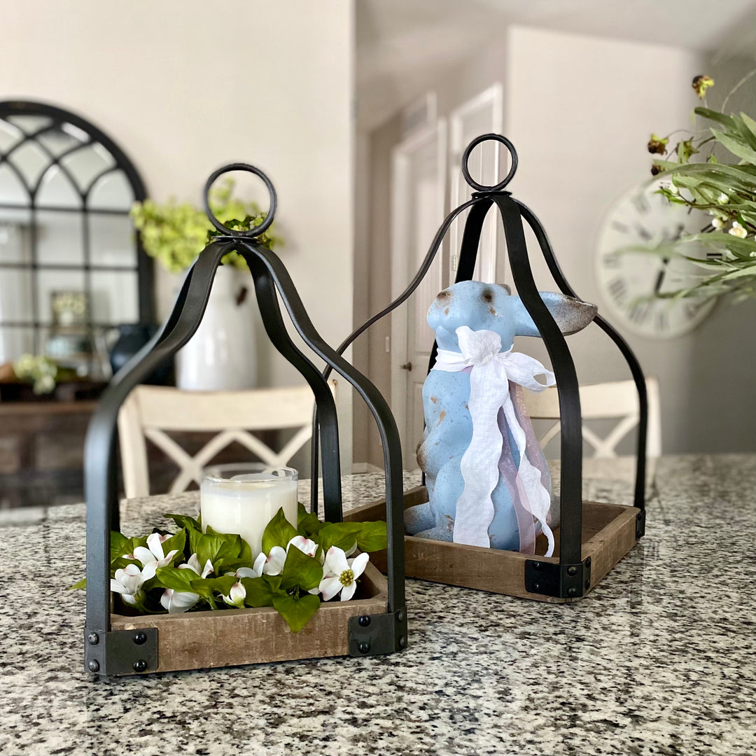 Wood & Metal Lantern Set