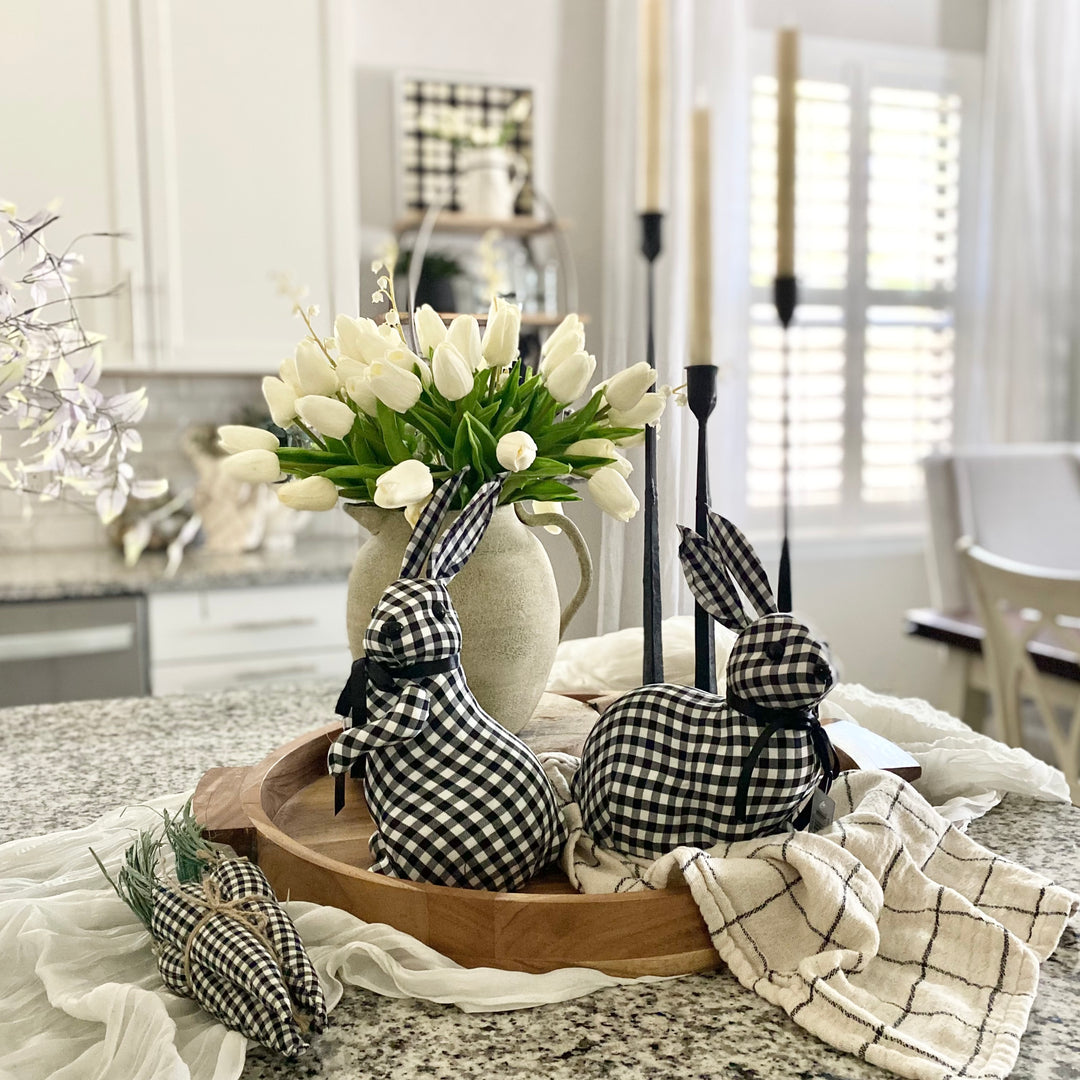 Black & White Gingham Pattern Bunnies