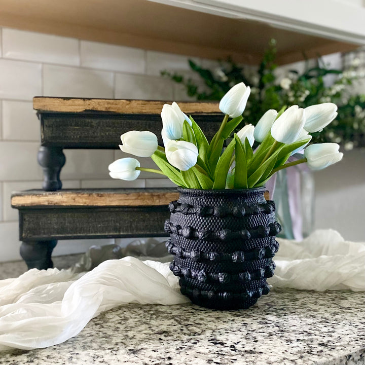 Black Textured Knot Cement Vase