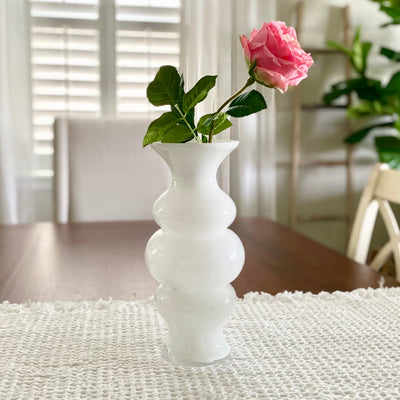 White Hourglass Fluted Vases