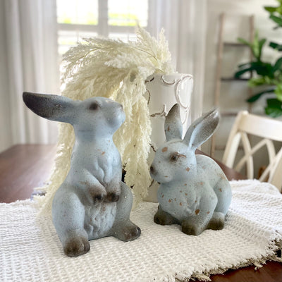 Weathered Blue Terracotta Rabbits