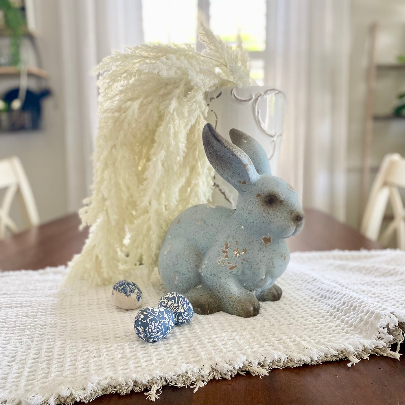 Weathered Blue Terracotta Rabbits