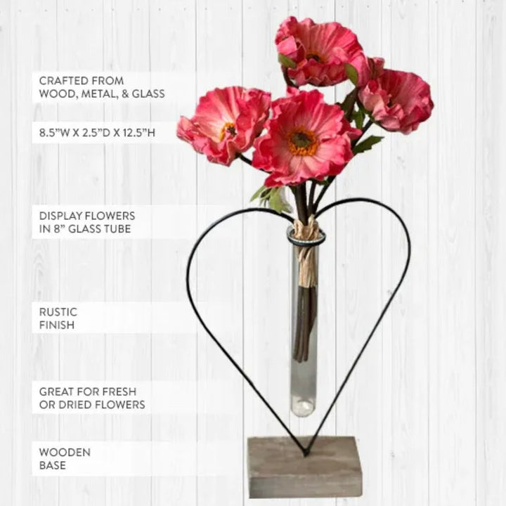 Heart-shaped metal vase 