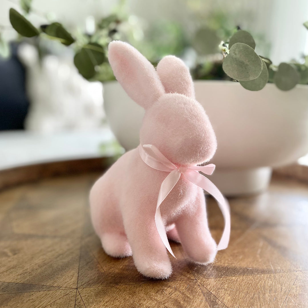 Pastel Pink Flocked Bunny