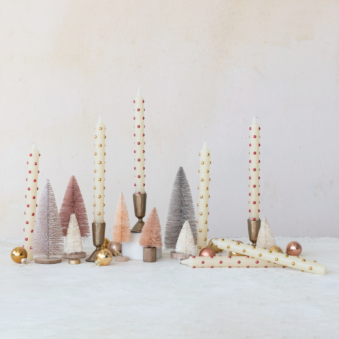 Set/2 Gold Dot Taper Candles