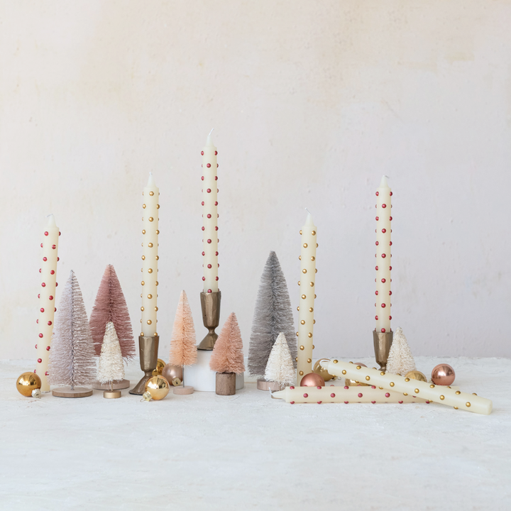 Set/2 Gold Dot Taper Candles