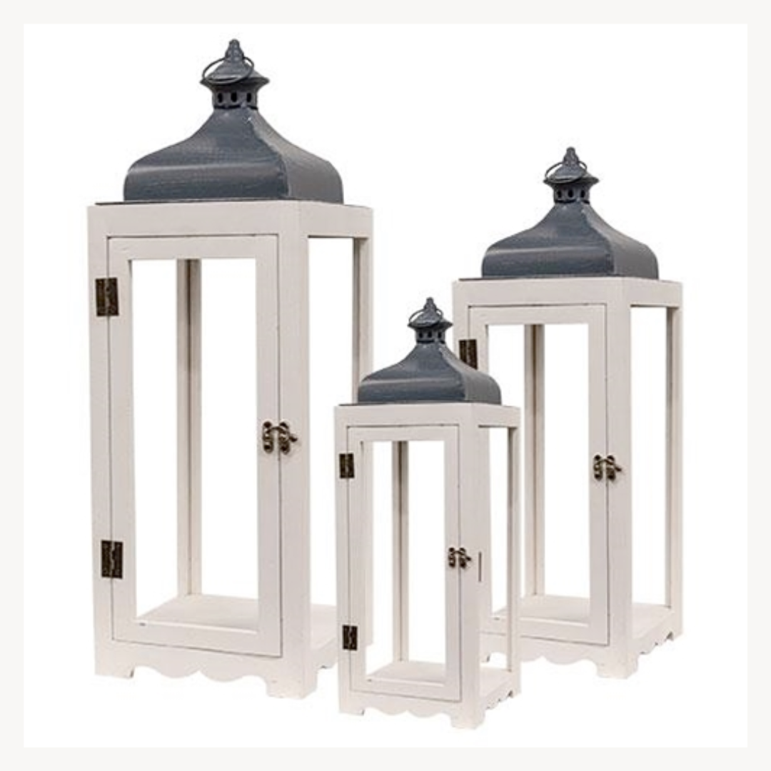 Set/3 Metal & Wood Lanterns