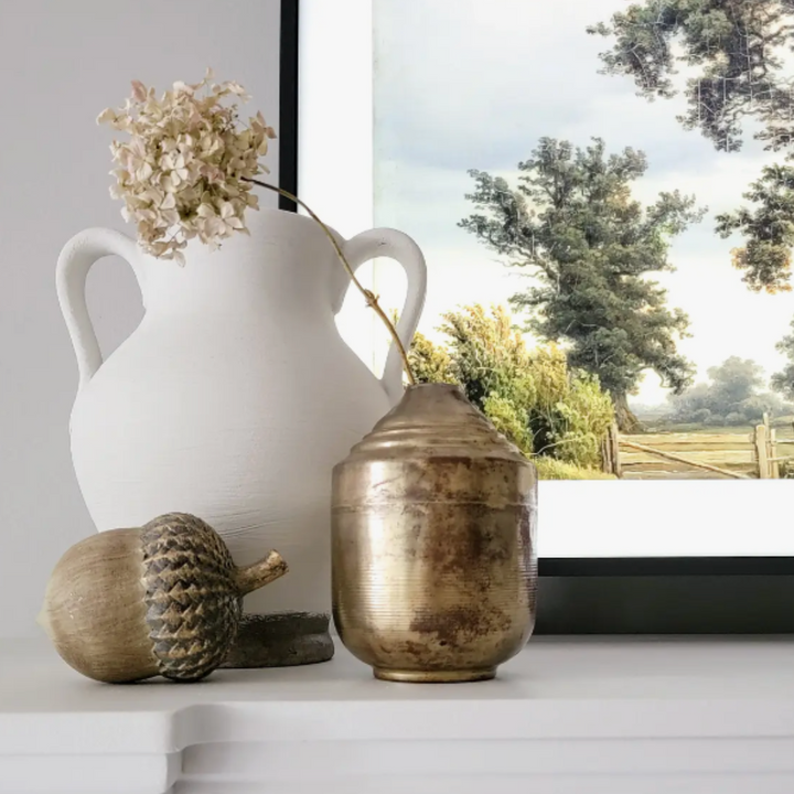 Antiqued Gold Metal Bud Vase