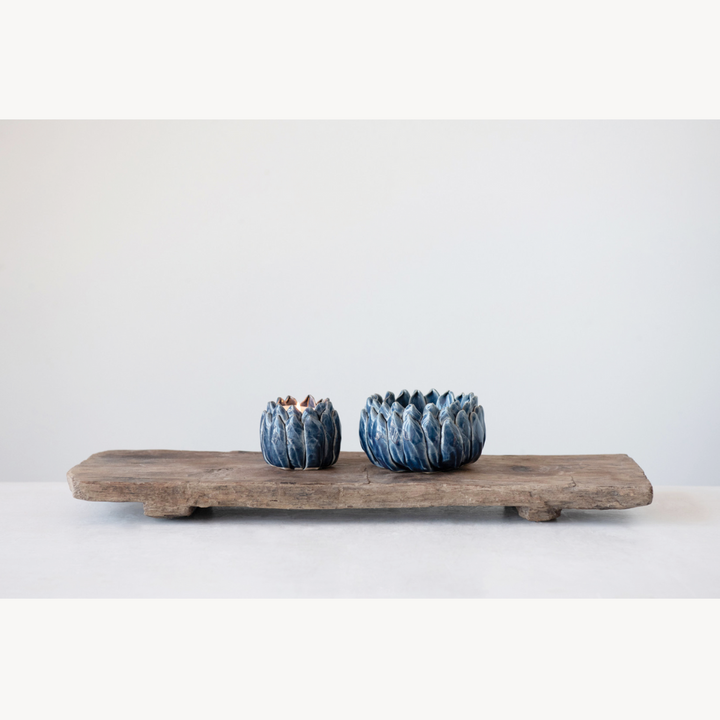 Handmade Stoneware Flower Tealight Holder