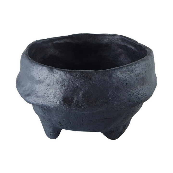 Black Paper Maché Footed Bowl