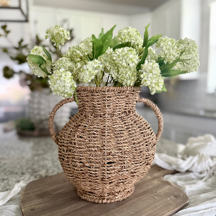Handwoven Seagrass Vase with Handles