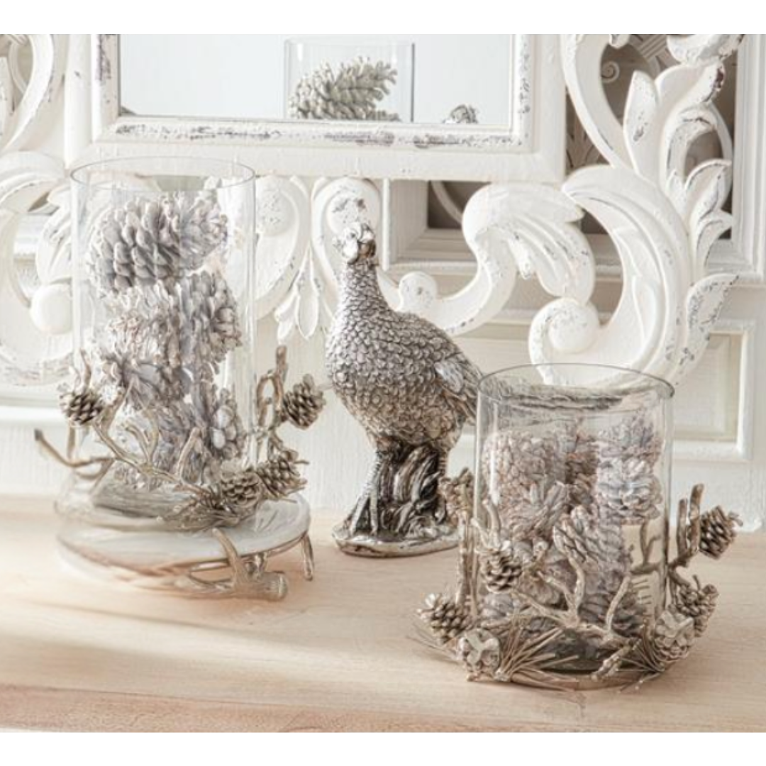 Box/24 Organic White Glitter Pine Cones