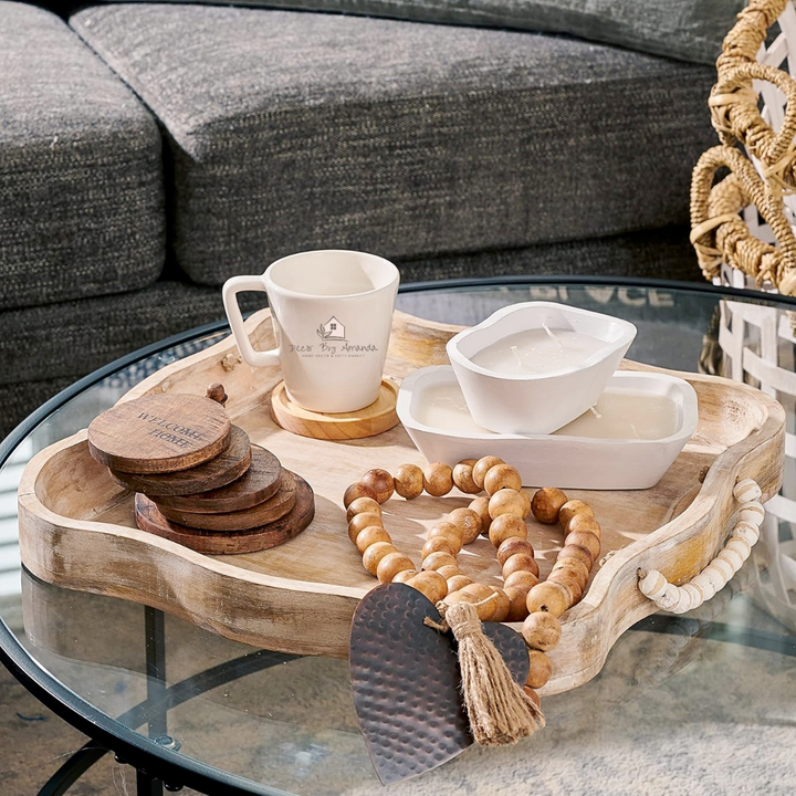 Scalloped Tray With Beaded Handles