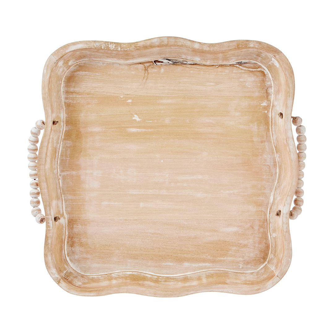 Scalloped Tray With Beaded Handles