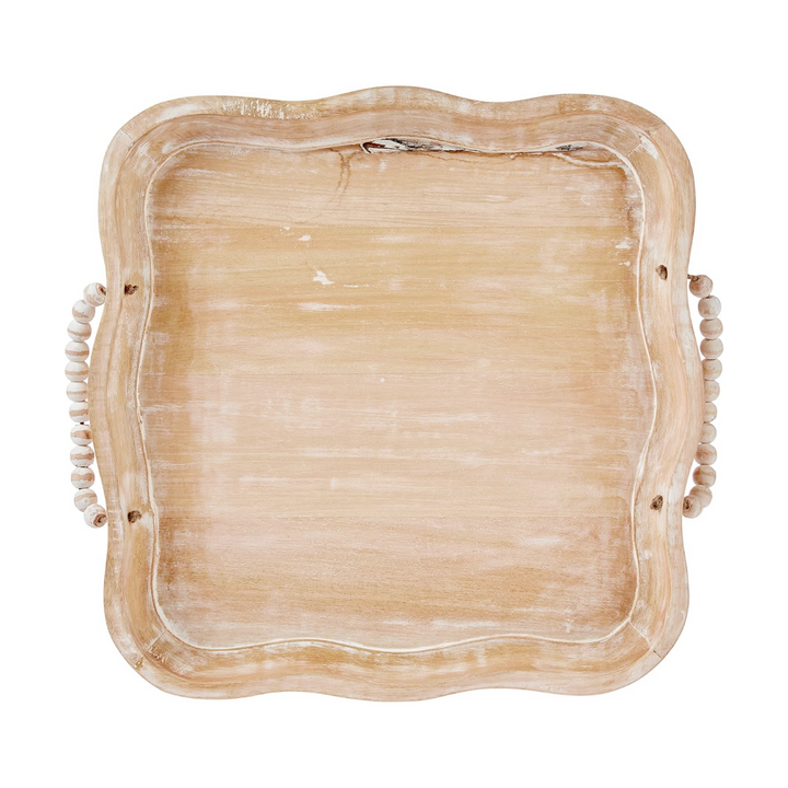 Scalloped Tray With Beaded Handles