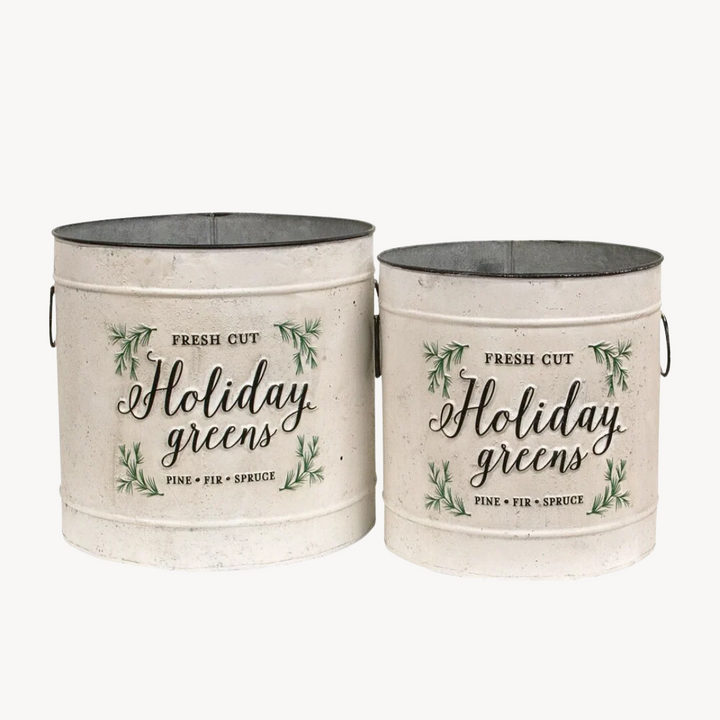 Set/2 Holiday Greens Pails