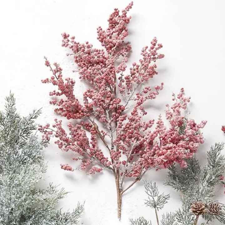Glittered Red Berry Spray