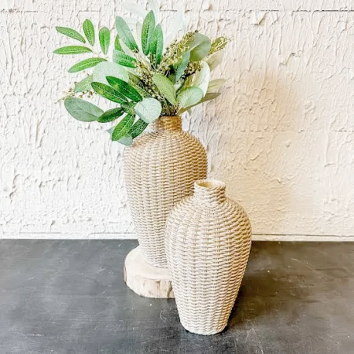 Set/2 Basket Weave Pattern Vases