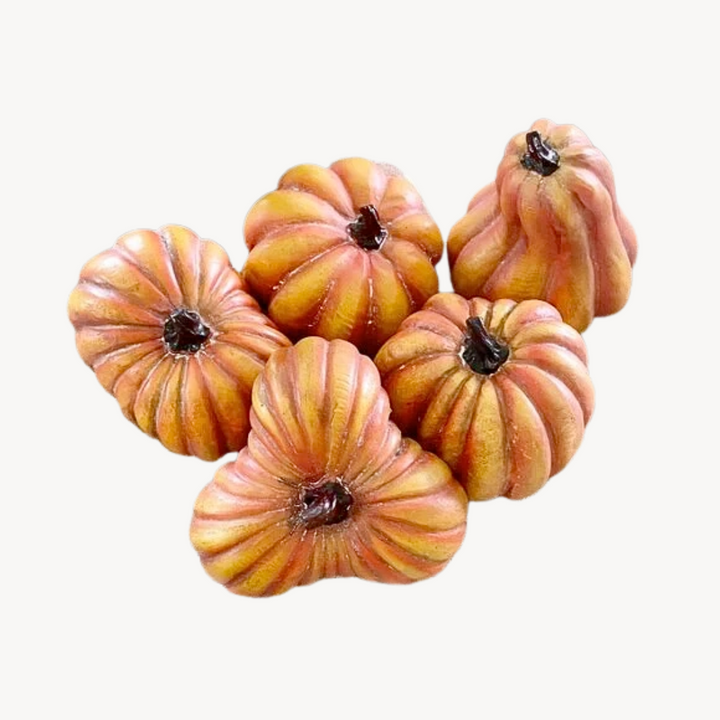Set/5 Orange Resin Pumpkins