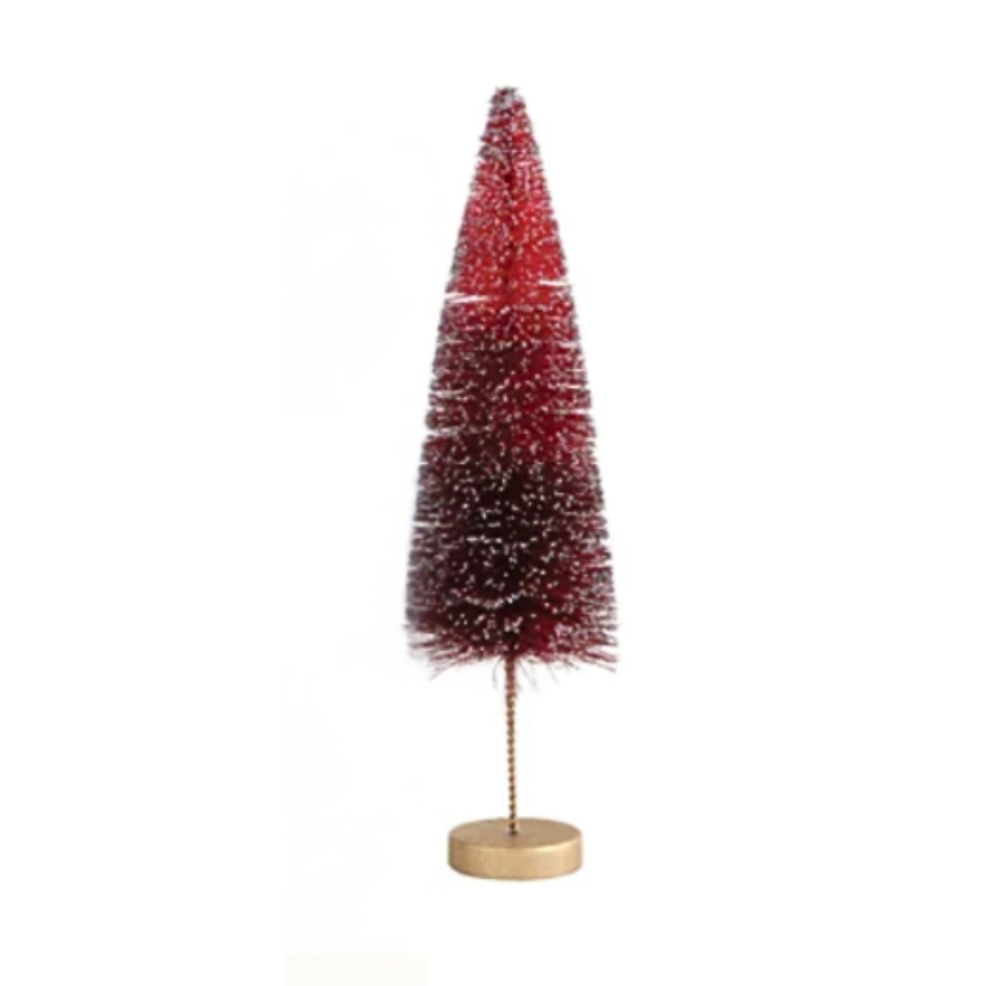 Plum Red bottle brush tree on a white background