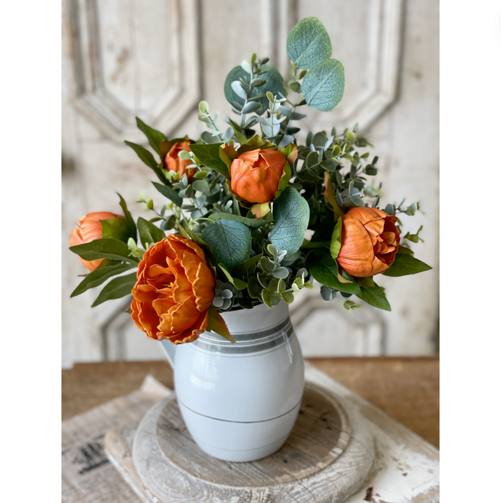 Real Touch Persimmon Peony Blooms