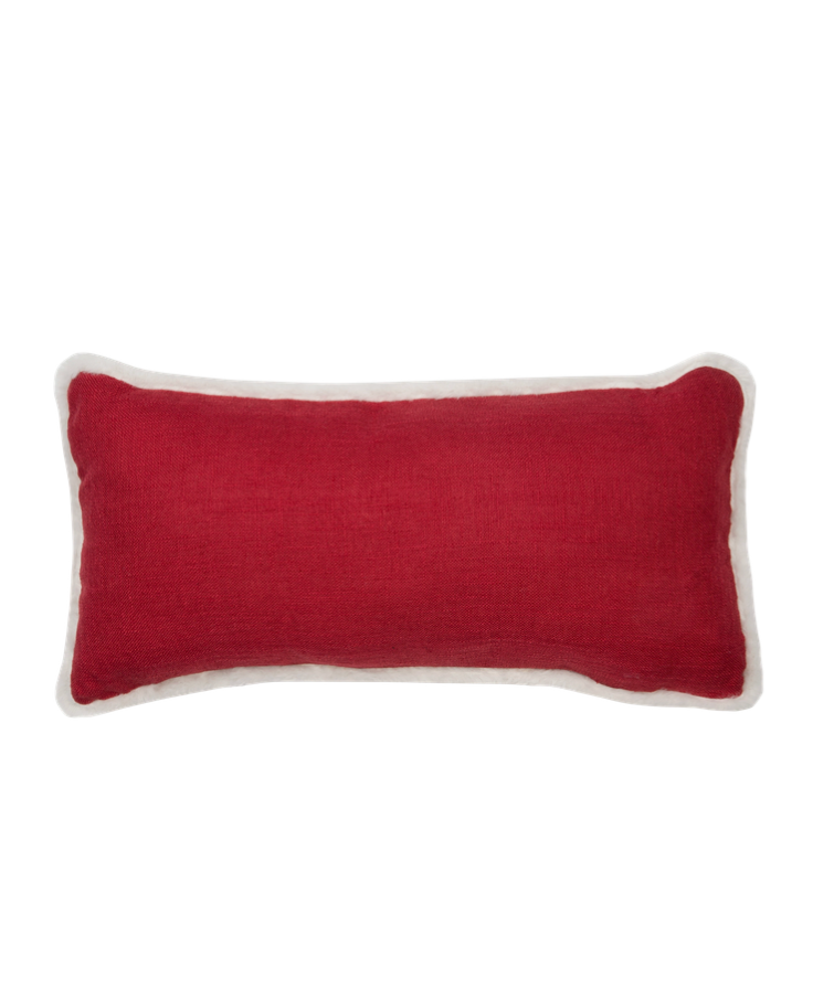 Red rectangular pillow on a white background