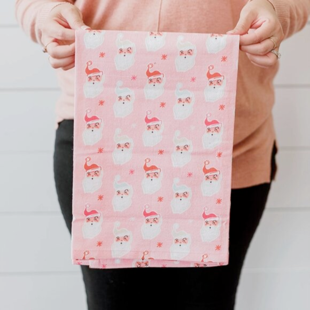 Retro Santa Flour Sack Kitchen Towel