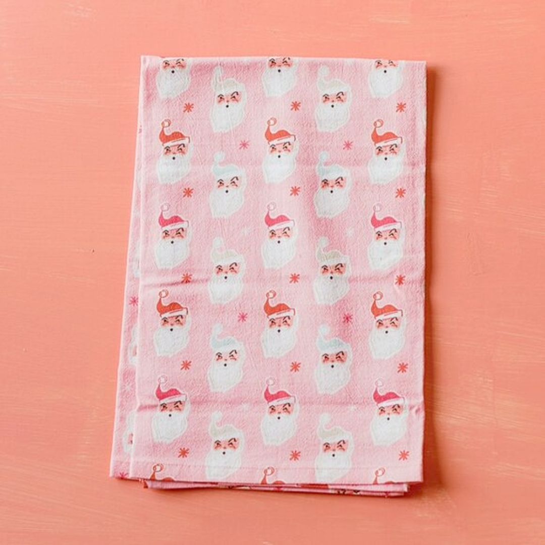 Retro Santa Flour Sack Kitchen Towel