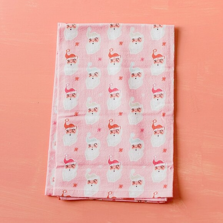 Retro Santa Flour Sack Kitchen Towel