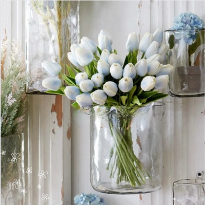 Ice Blue Real Touch Tulip Stems