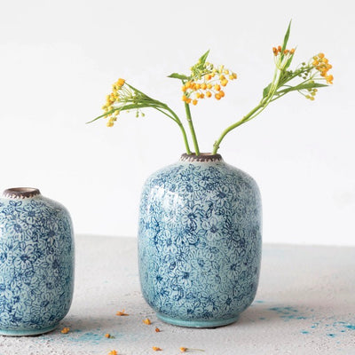 Distressed Blue Terracotta Vase
