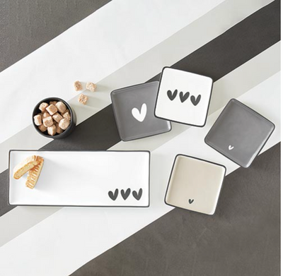 Ceramic Serving Tray With Hearts