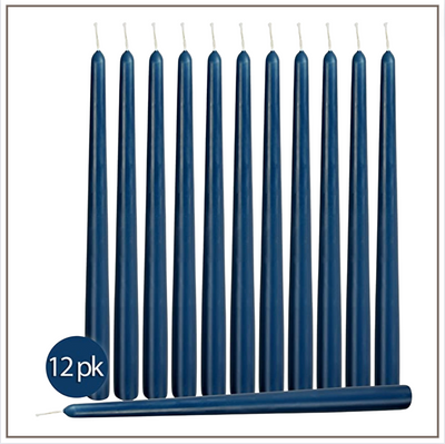 10" Midnight Blue Taper Candle Pack of 12