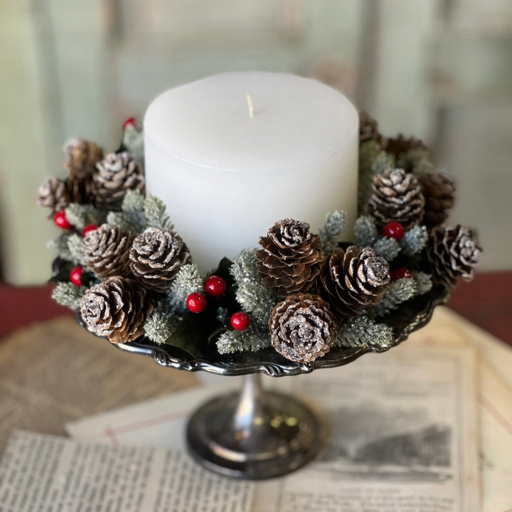 Icy Berries & Pine Cone Candle Ring