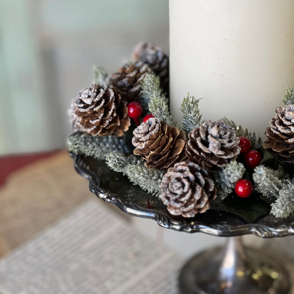 Icy Berries & Pine Cone Candle Ring