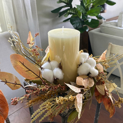 Cotton & Leaves Candle Ring