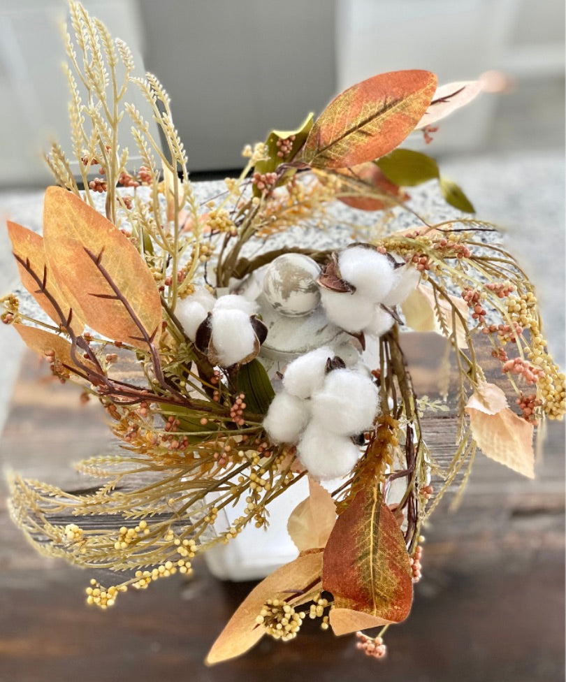 Cotton & Leaves Candle Ring