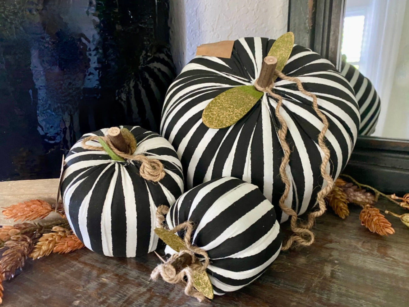 Patterned Fabric Stuffed Pumpkins