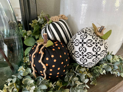 Patterned Fabric Stuffed Pumpkins
