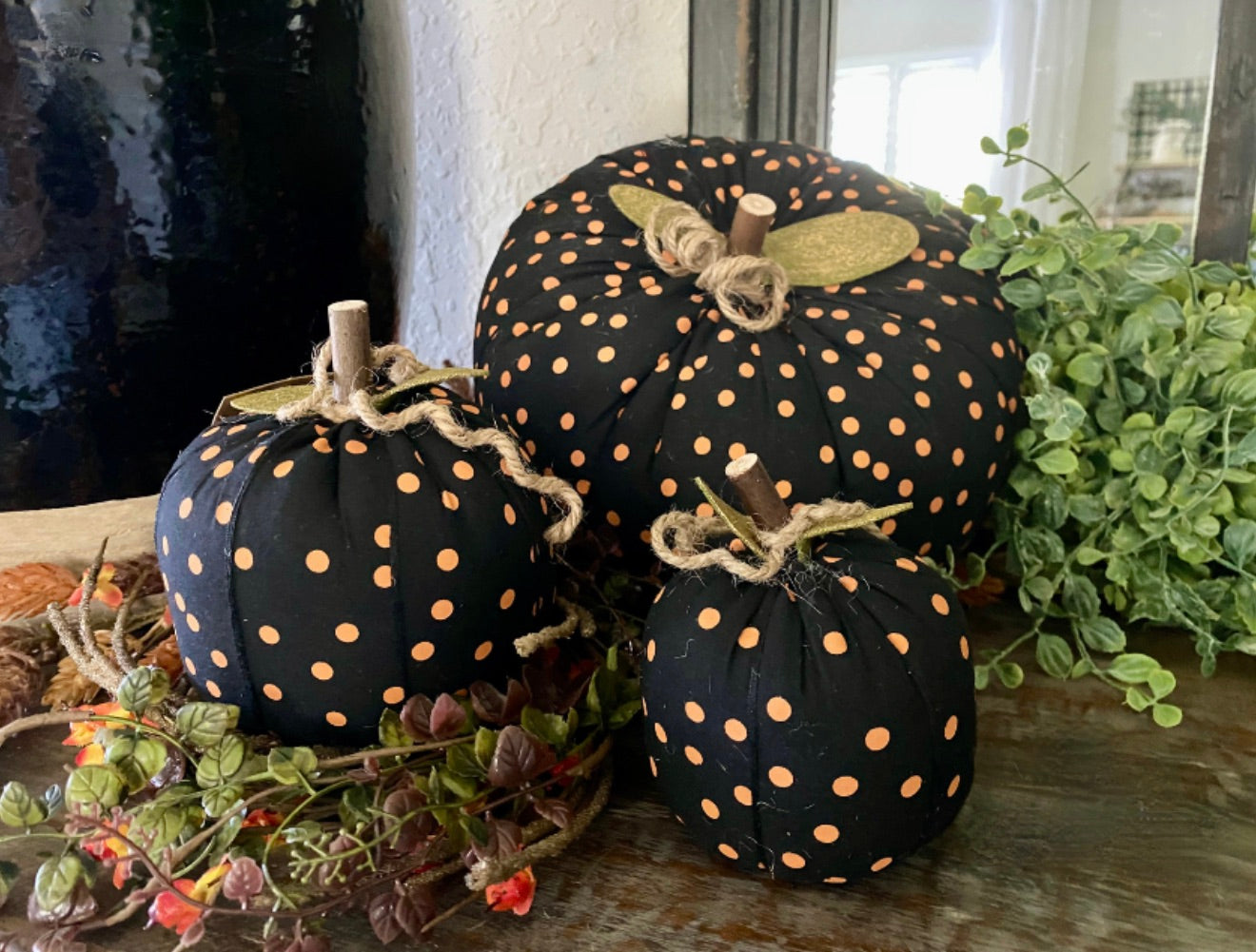 Patterned Fabric Stuffed Pumpkins