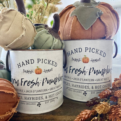 S/2 Farm Fresh Rustic Pumpkin Buckets