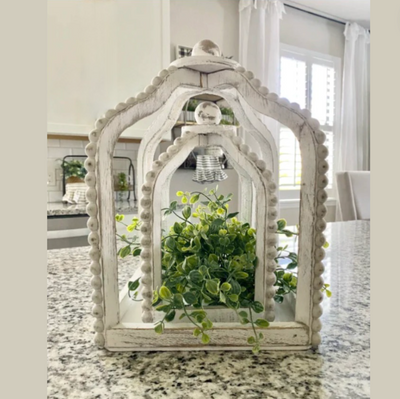 S/2 Shabby Chic Beaded Lanterns
