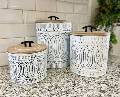 Set/3 Vintage Tin Canisters