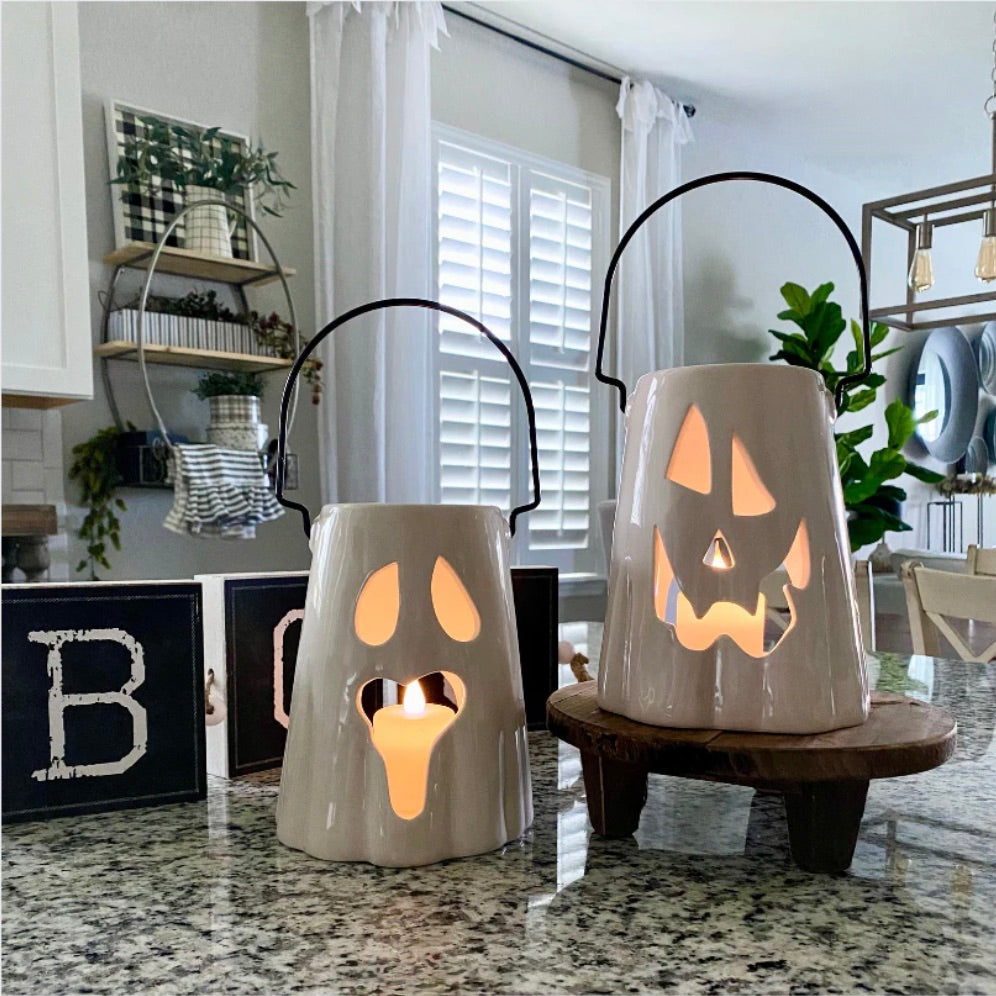 Set/2 Ceramic Ghost Lanterns