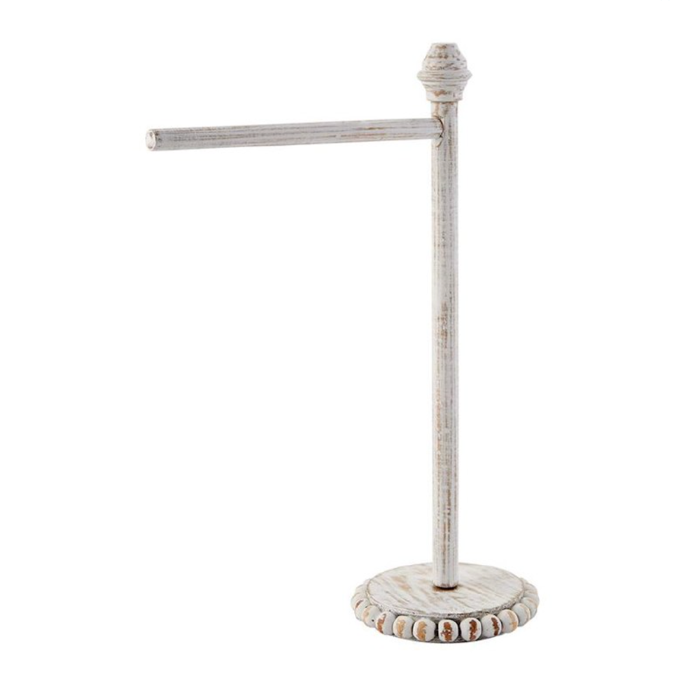 Whitewashed Beaded Towel Holder