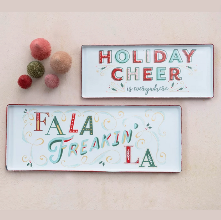 Set/2 Holiday Enamel Trays