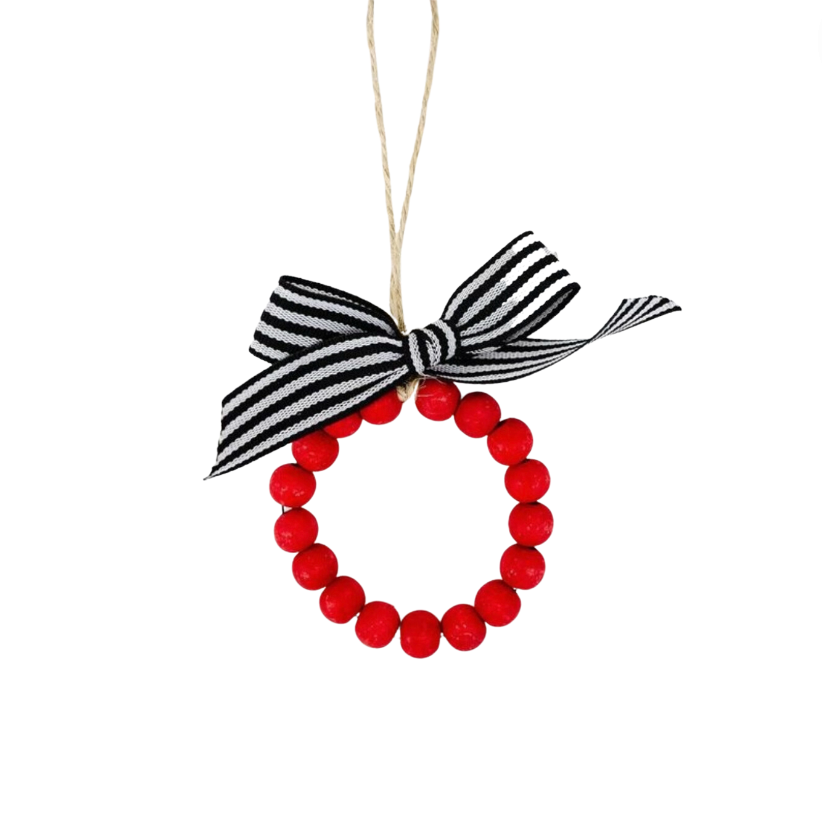 Red Beaded Wreath Ornament